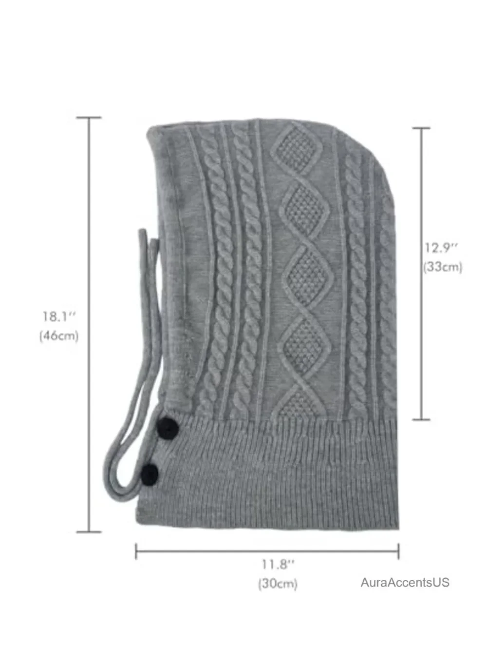 Knit Balaclava Skull Cap Winter Neck Gaiter Adjustable Drawstring Hooded Scarf